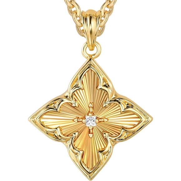 Gold Cz Clover Necklace - Picture 2 of 6